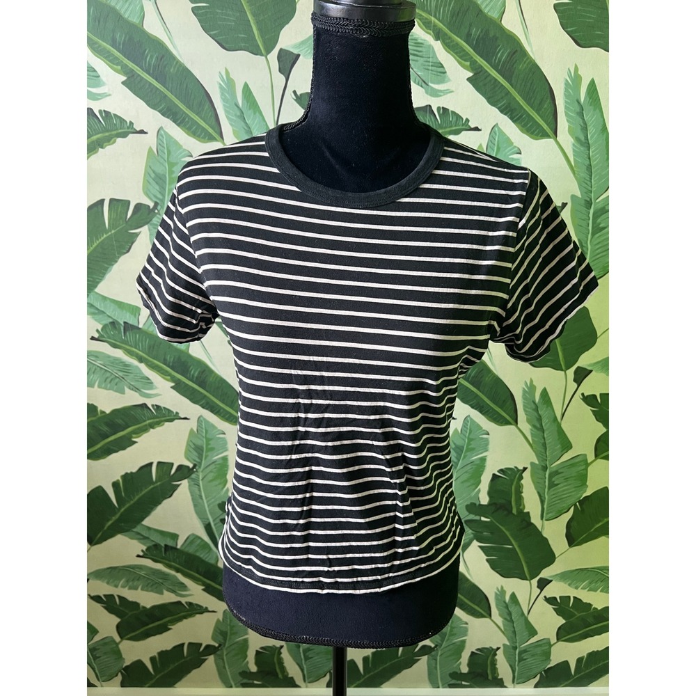 Abercrombie & Fitch Skimming Tee Women S Black Tan Stripe